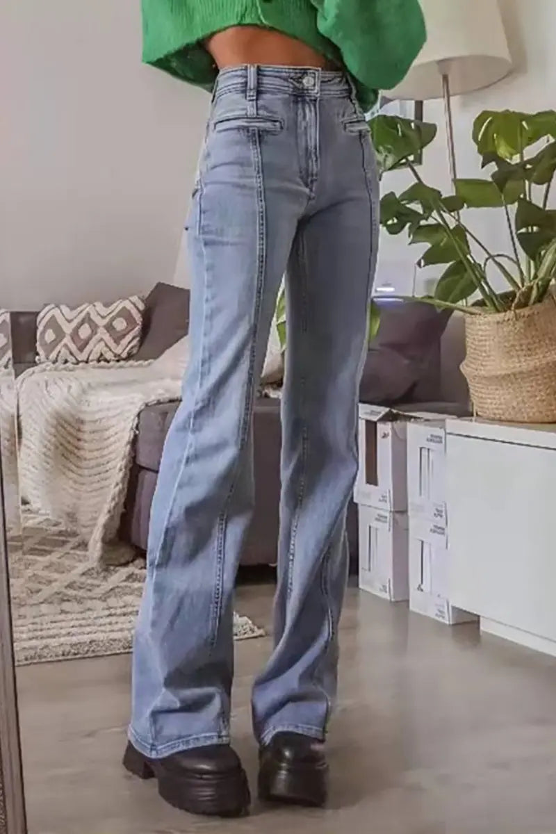 Retro mid-rise uitlopende jeans