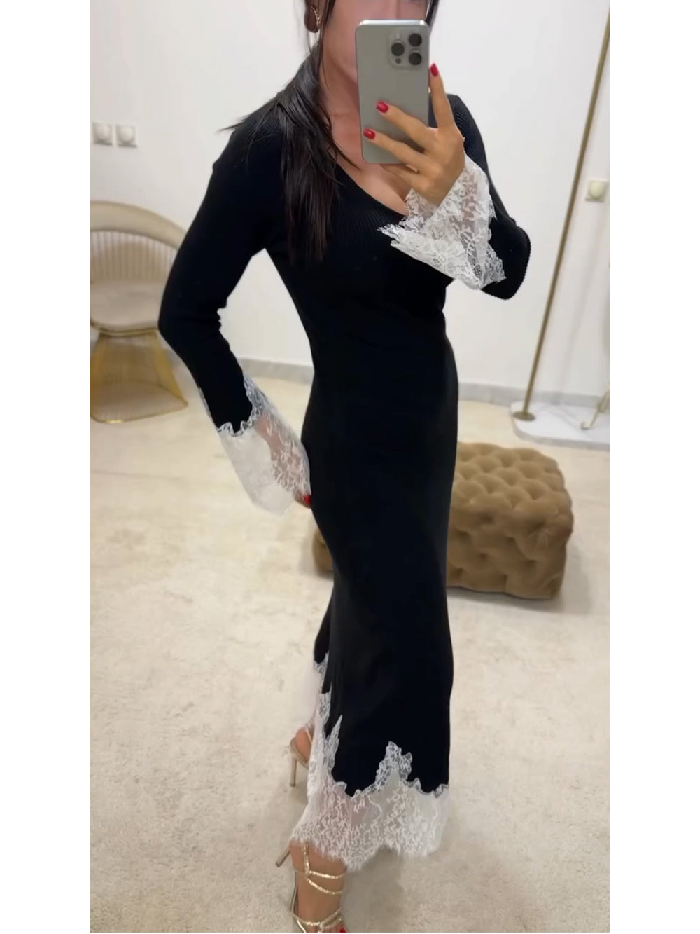 Lace Accents Maxi Dress