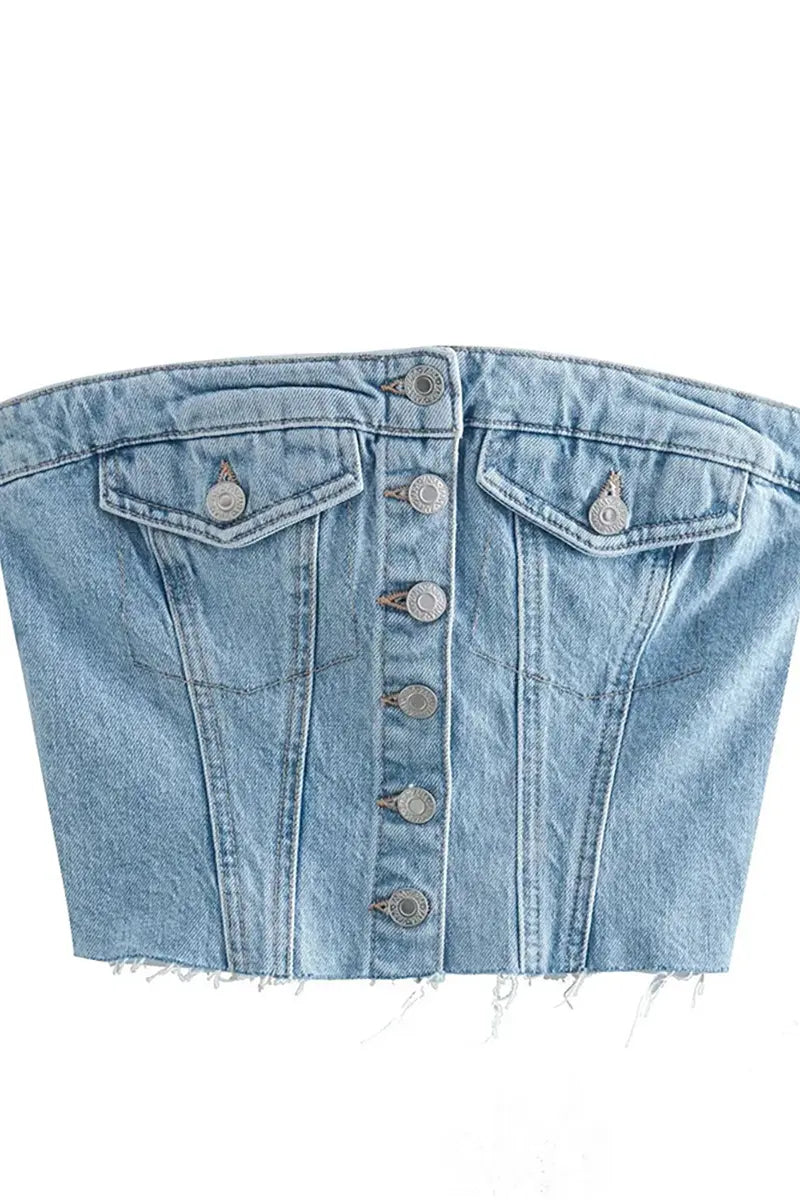 Slim Fit Modieuze Denim Vest