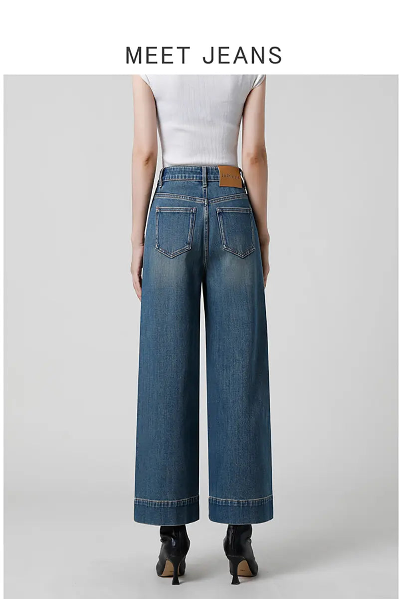 Kleine Hoge Taille Wijde Pijpen Jeans