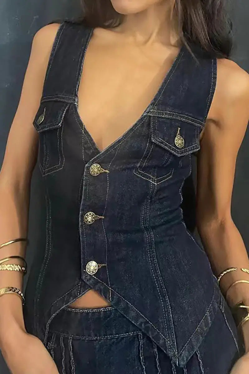 Straatstijl Denim Vest