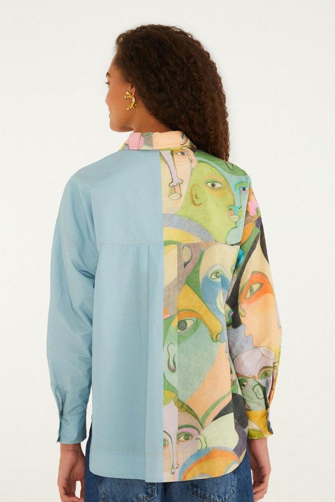 Abstract Face Patchwork Top