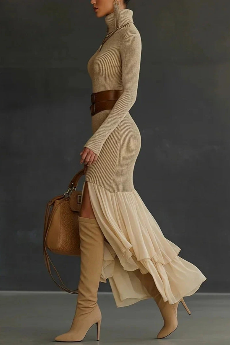 Elegant Turtleneck Knit Dress