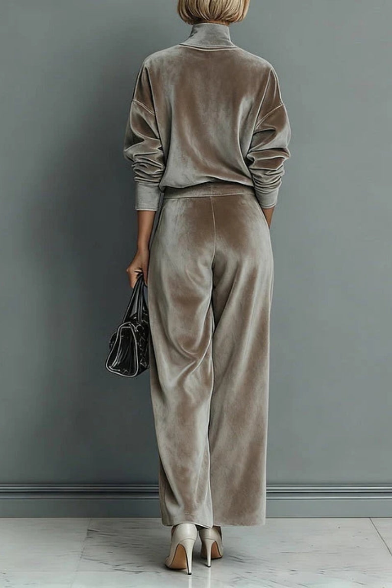 Turtleneck Casual Warm Velvet Pants Set