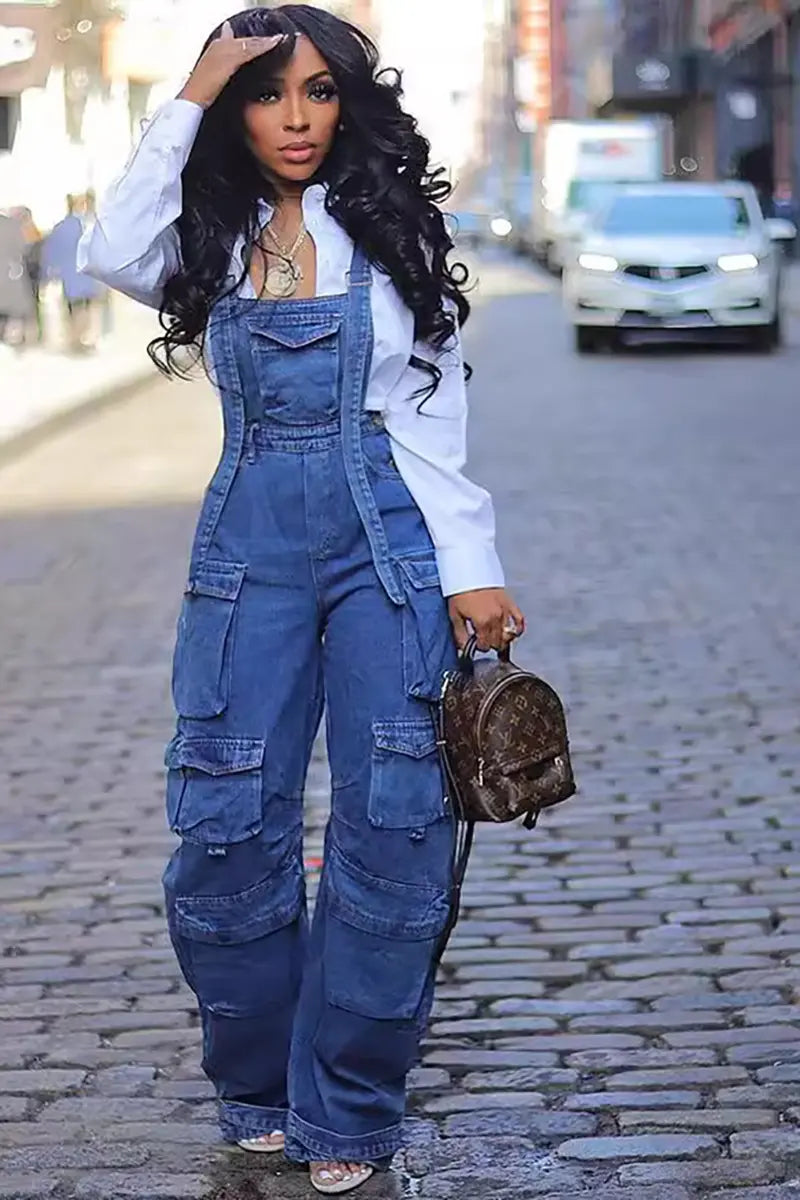 Loose Fit Denim Jumpsuit