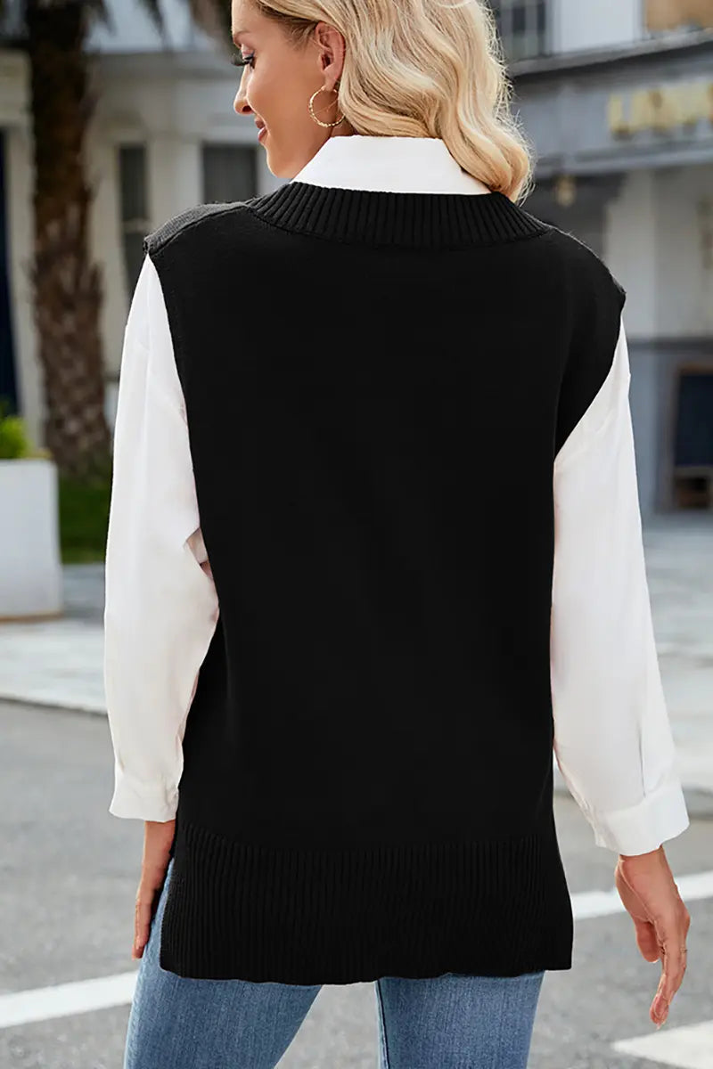 V-hals Slim Fit Gebreid Vest