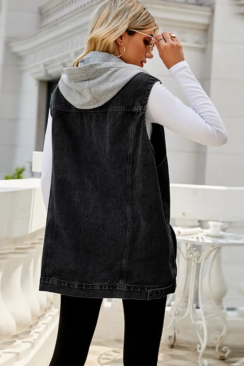 Vintage afneembare capuchon spijkervest
