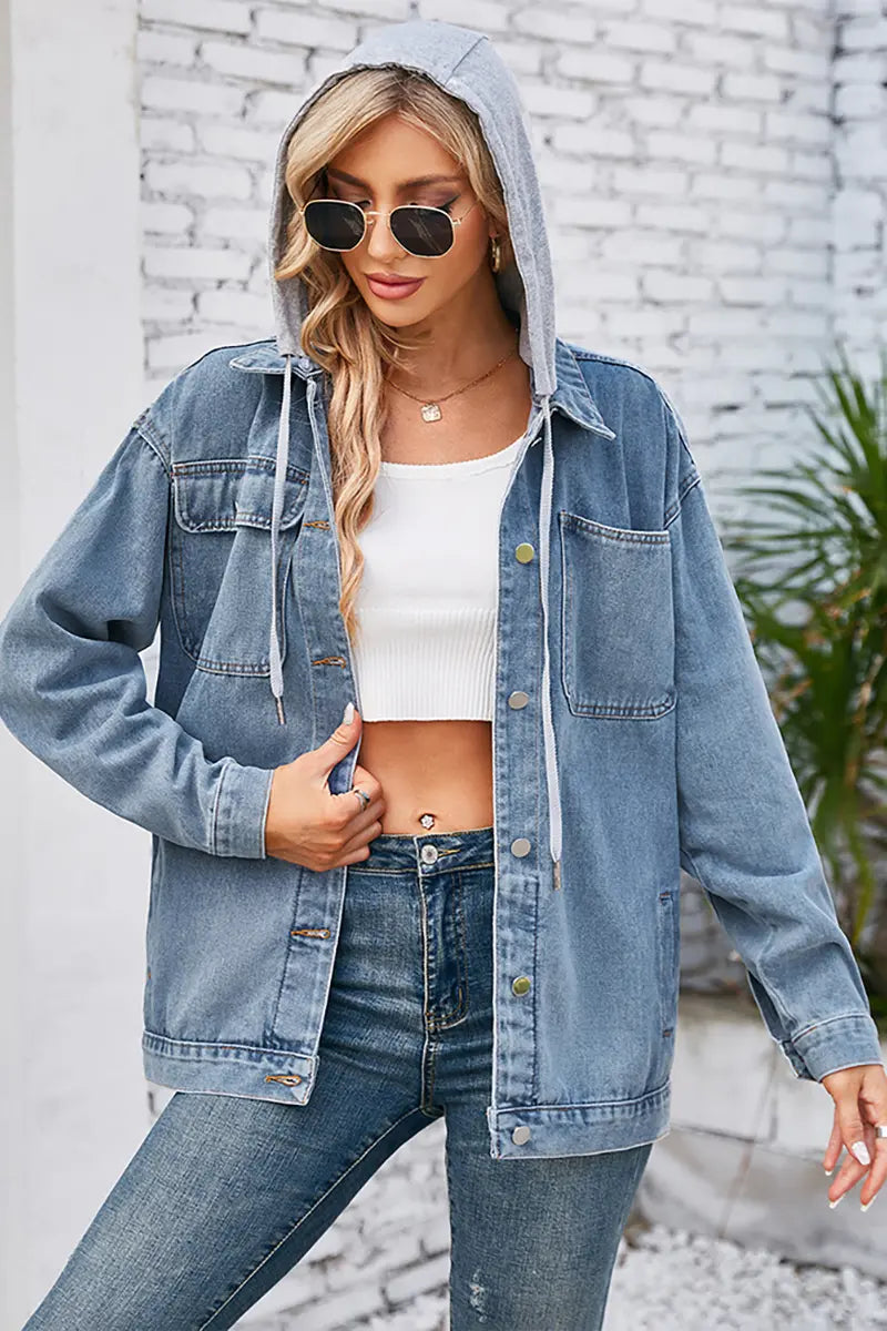 Hooded Convertible Vintage Denim Jacket