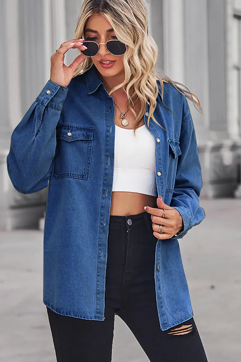 Slim-Fit Lichtgewassen Denim Overhemd