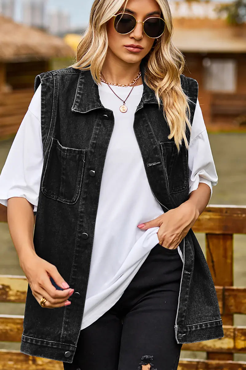 Chic Sleeveless Denim Vest