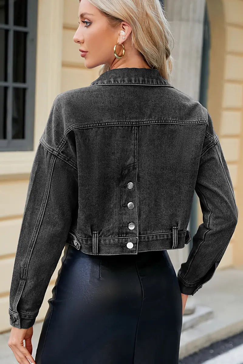 Spring Slim Fit Cropped Denim Jacket