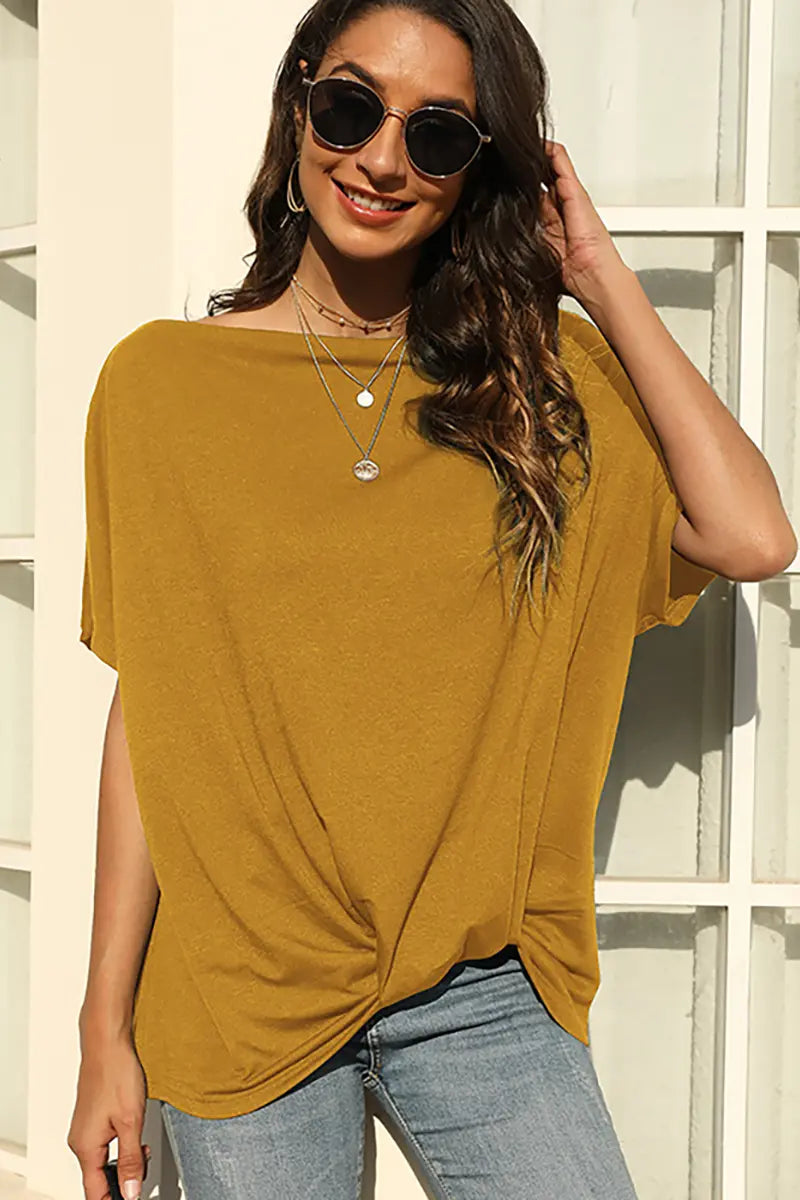 Effen kleur off-shoulder T-shirt