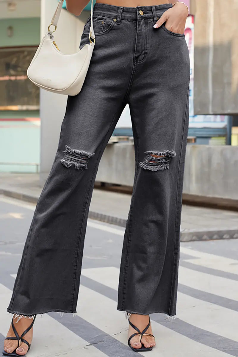 Vintage wijde pijpen gescheurde flare jeans