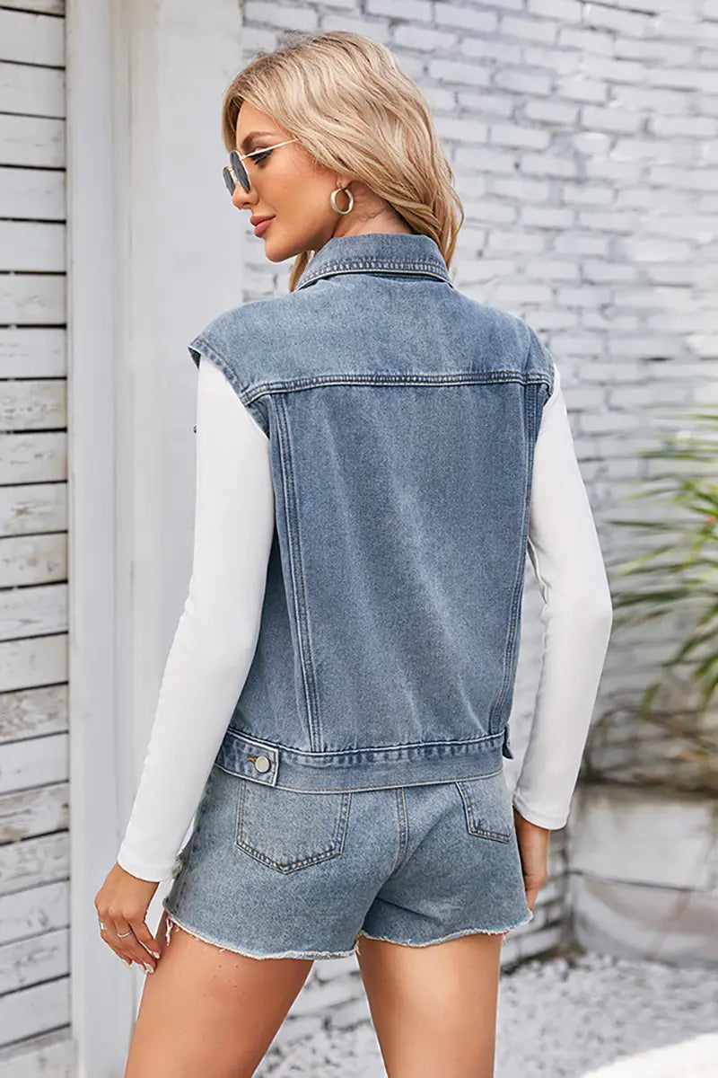 Gewassen Klassiek Denim Vest