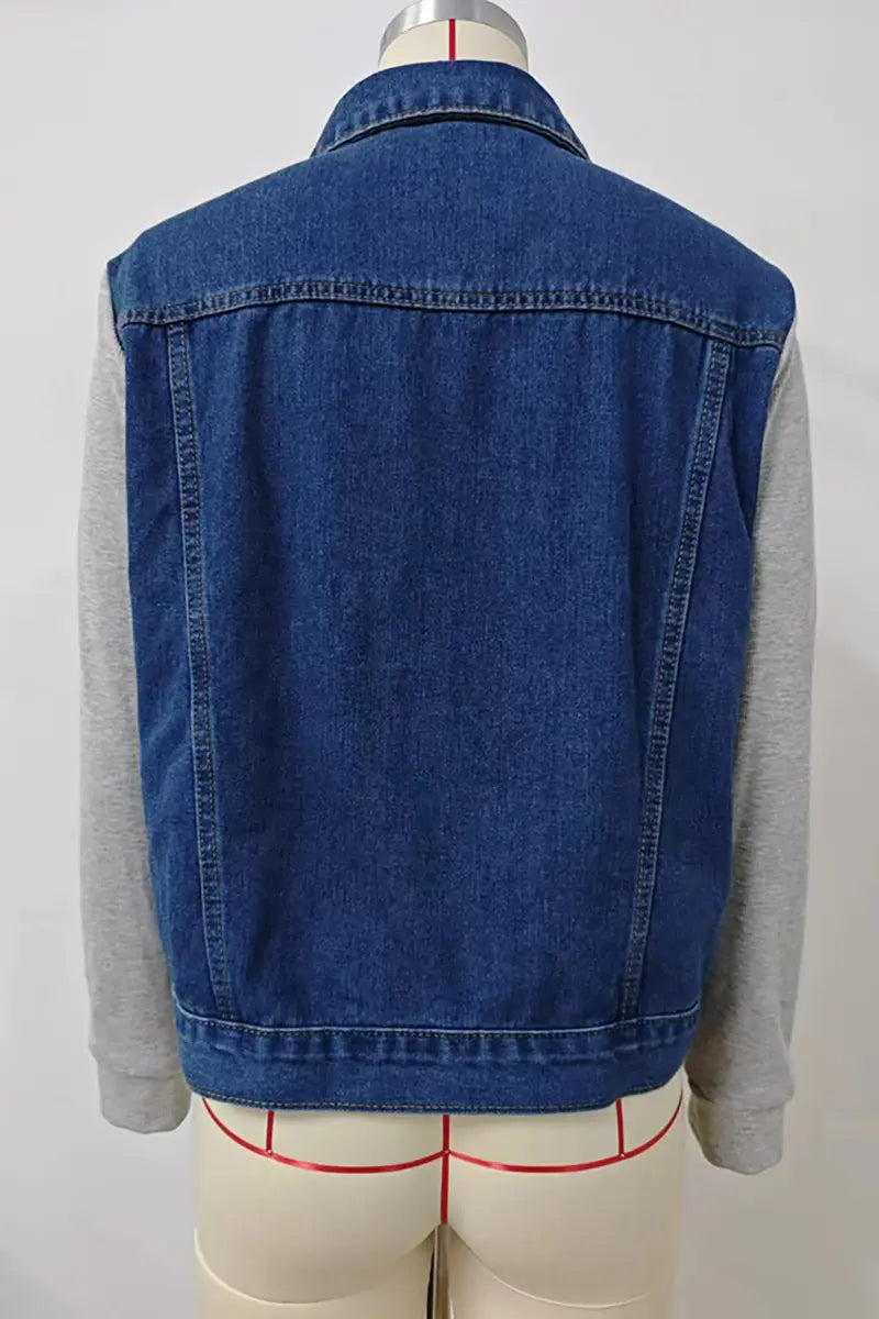Color-Block Long Sleeve Denim Jacket