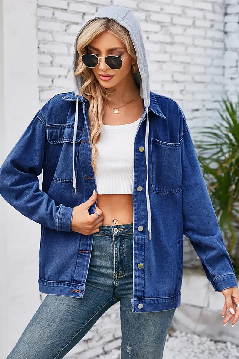 Hooded Convertible Vintage Denim Jacket