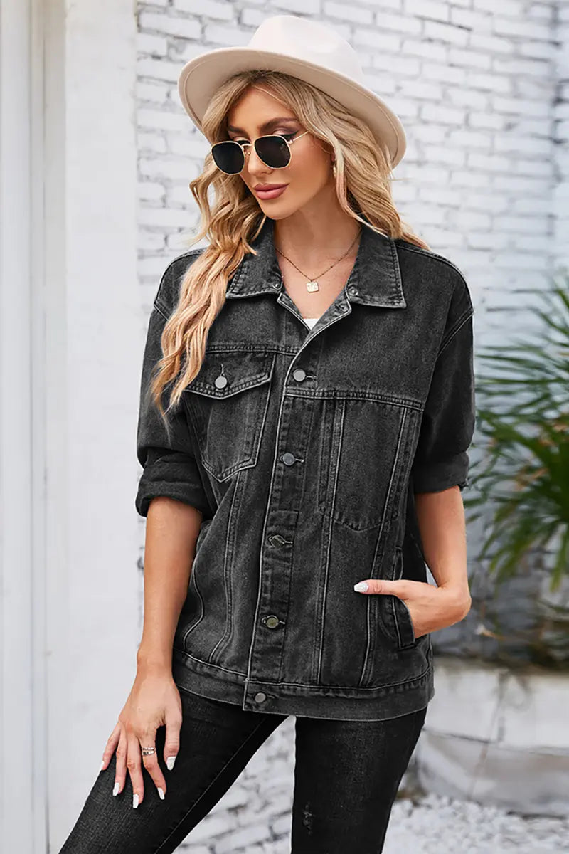 Oversized mid-lange casual spijkerjack