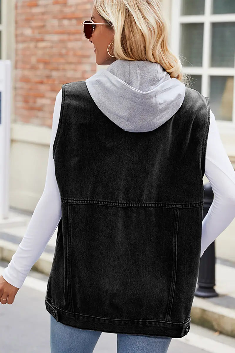 Hooded Denim Vest Sleeveless Jacket Summer Trendy