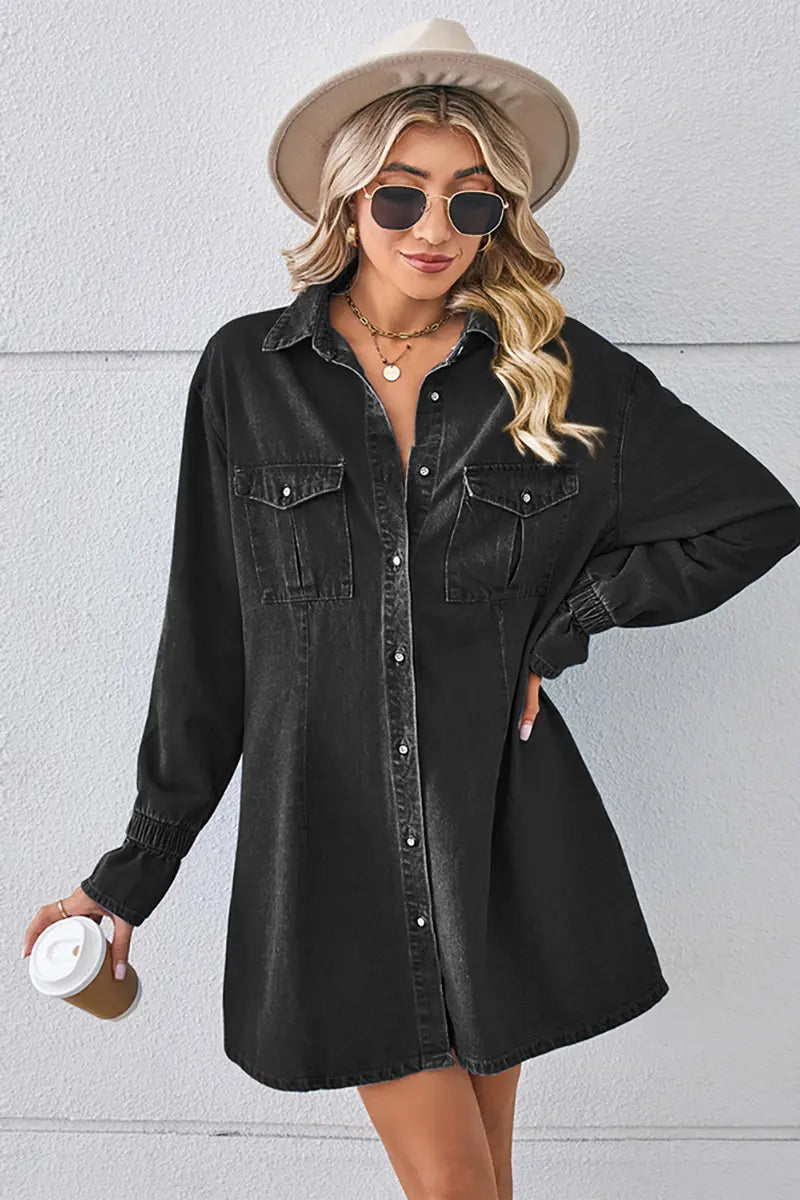 Loose-Fit Washed Denim Dress