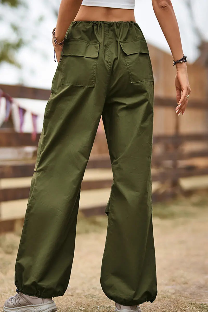 Vintage streetstyle cargobroek met trekkoord