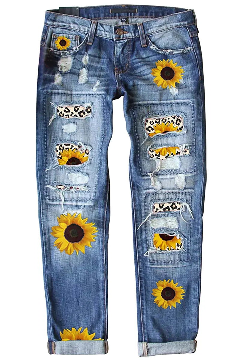 Fashionable Slim Fit Printed Jeans