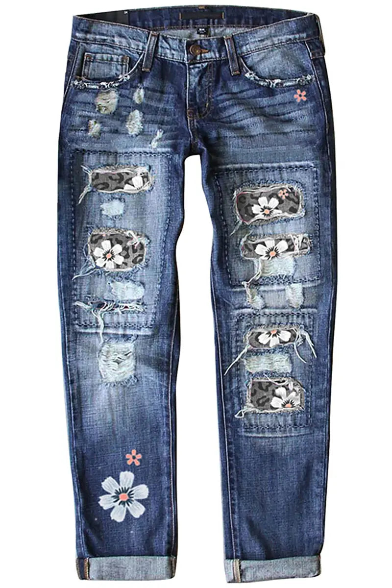Fashionable Slim Fit Printed Jeans