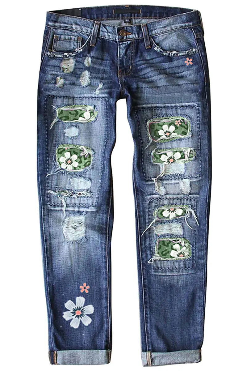 Fashionable Slim Fit Printed Jeans