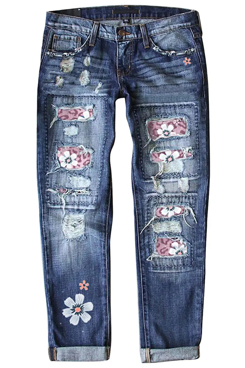 Fashionable Slim Fit Printed Jeans