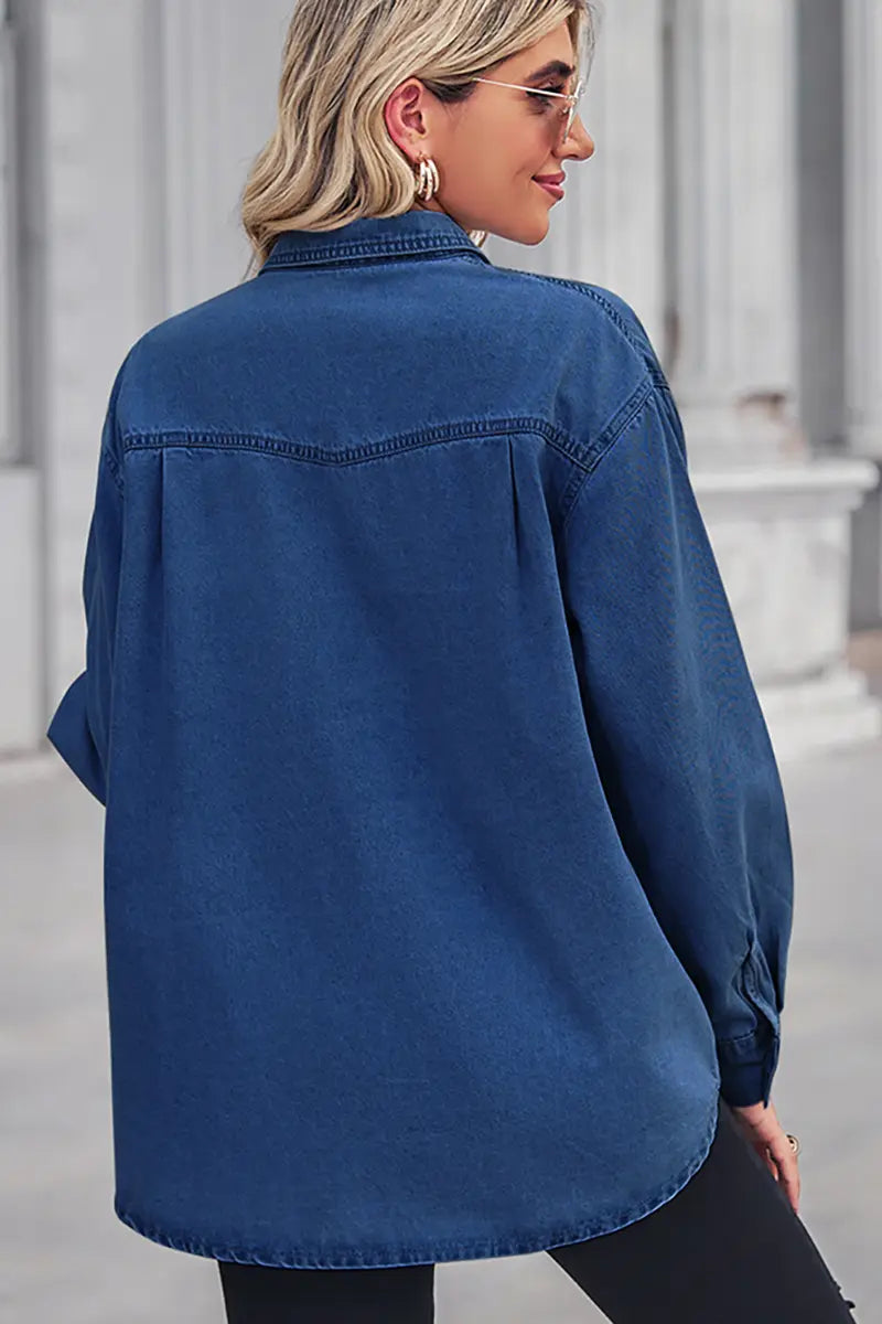 Slim-Fit Lichtgewassen Denim Overhemd
