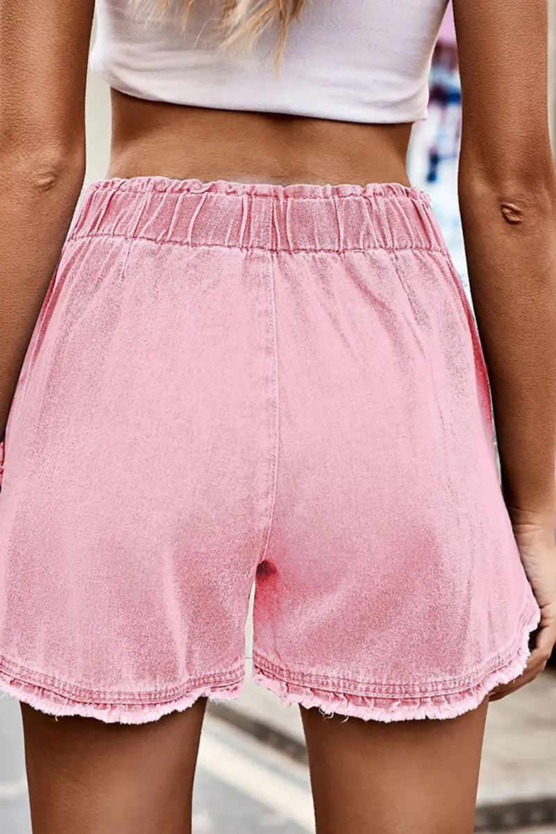 Frayed Bloom Denim Shorts