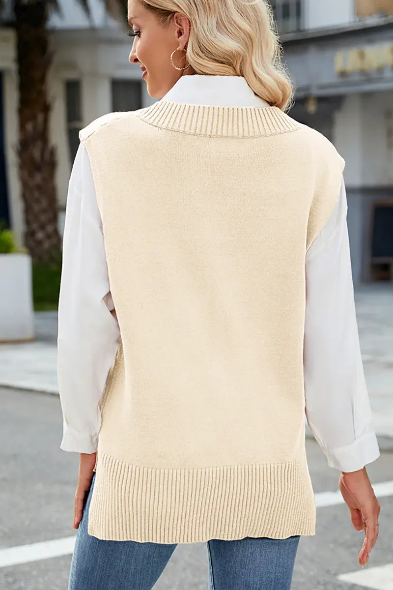 V-hals Slim Fit Gebreid Vest