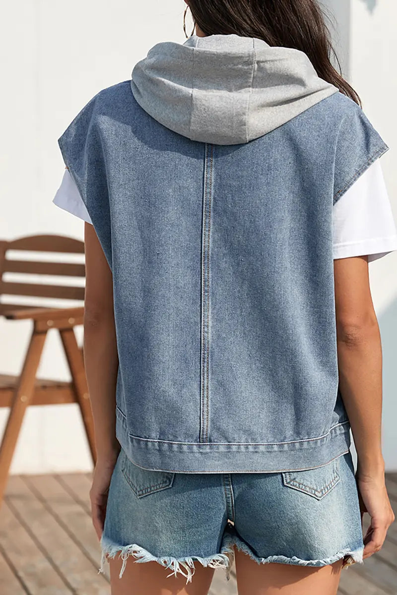 Vintage gewassen aansluitend denim vest