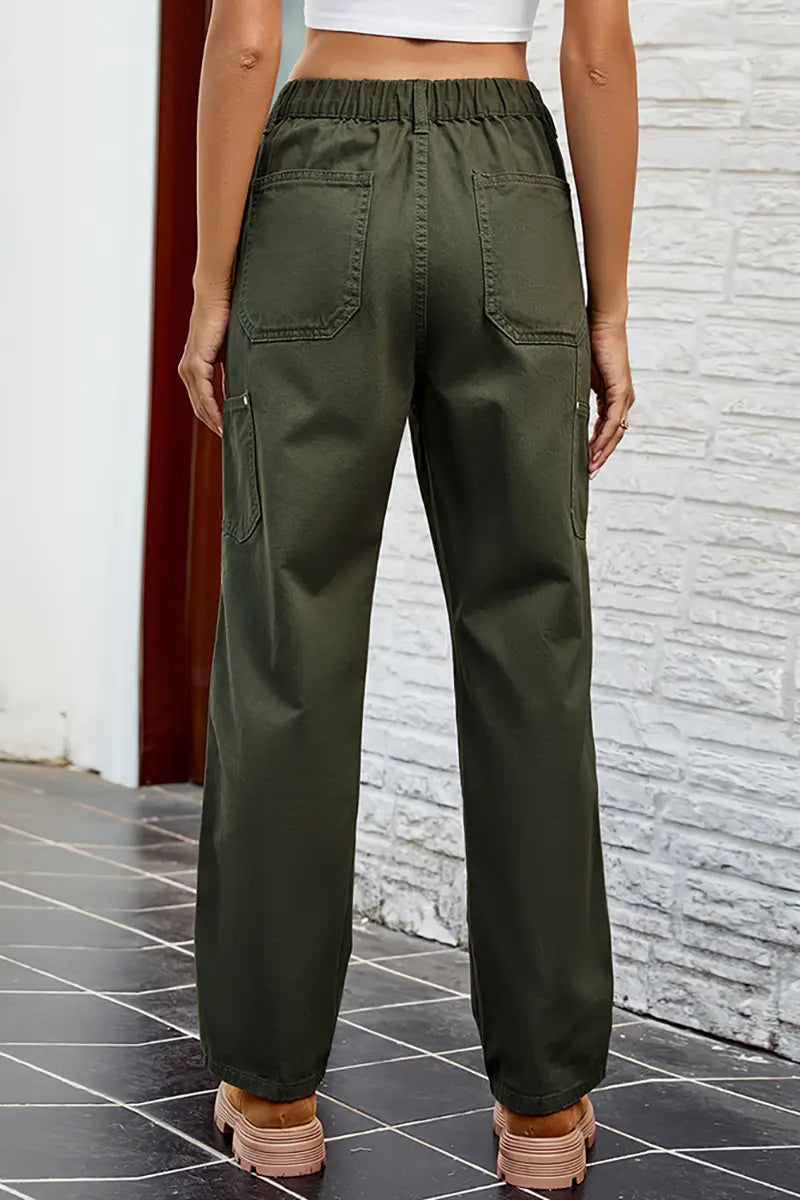 Slim Fit Gewassen Denim Cargo Broek