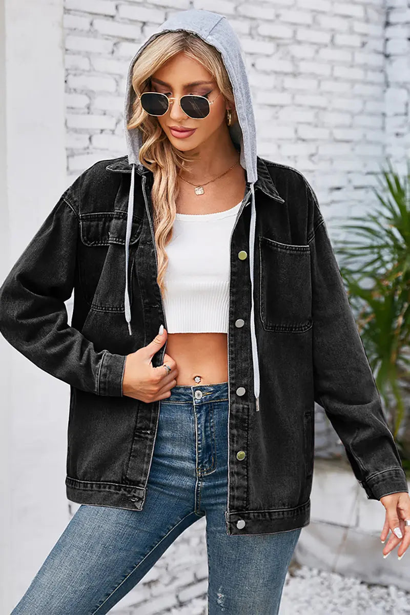 Hooded Convertible Vintage Denim Jacket