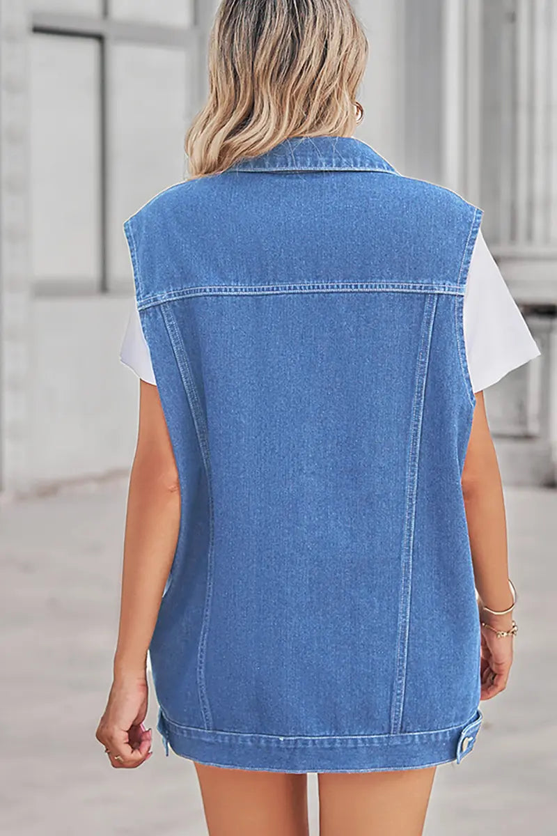 Retro Geometric Patchwork Denim Vest