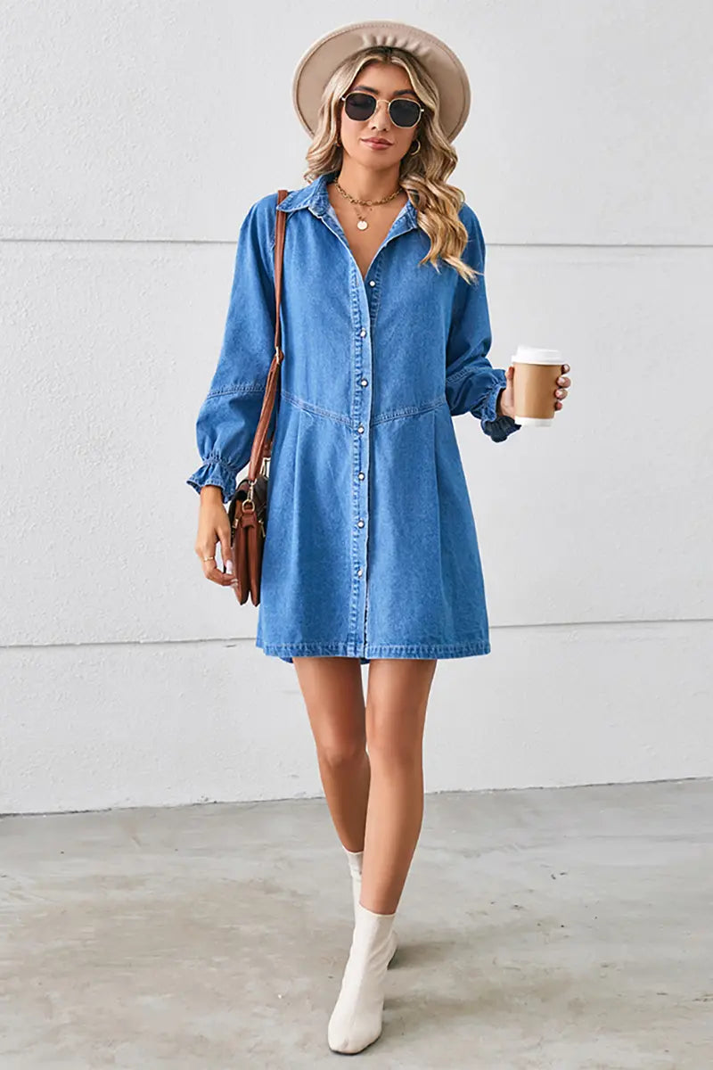 Loose Washed Patchwork Denim Dress