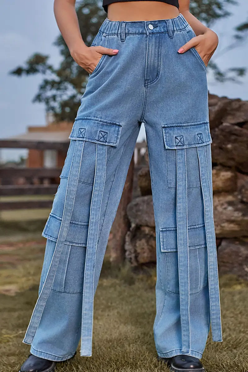 Vintage zware stropdas-design denim cargobroek