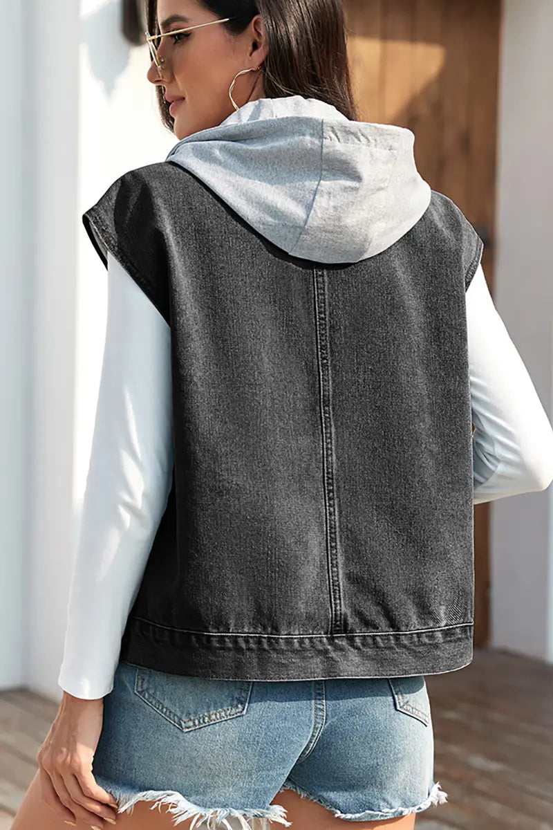Zomergewassen denim blouse zonder mouwen