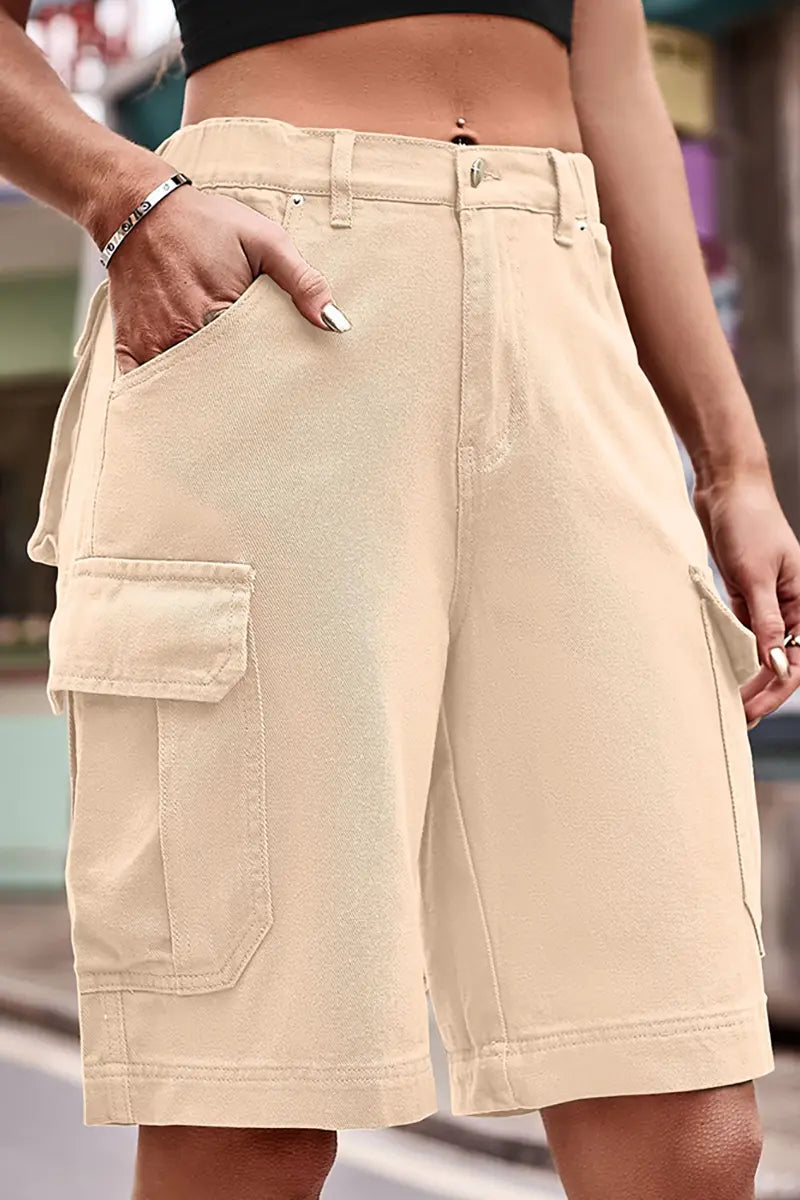 Pantaloni scurți din denim cu talie elastică la modă
