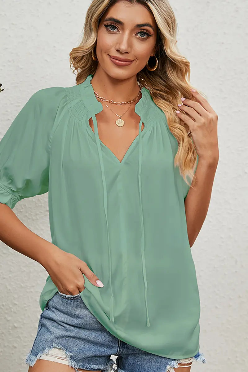 Prinses Mouw Trekkoord Chiffon Top