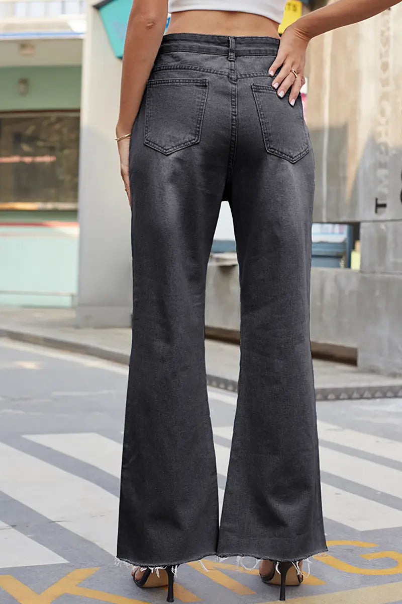 Vintage wijde pijpen gescheurde flare jeans