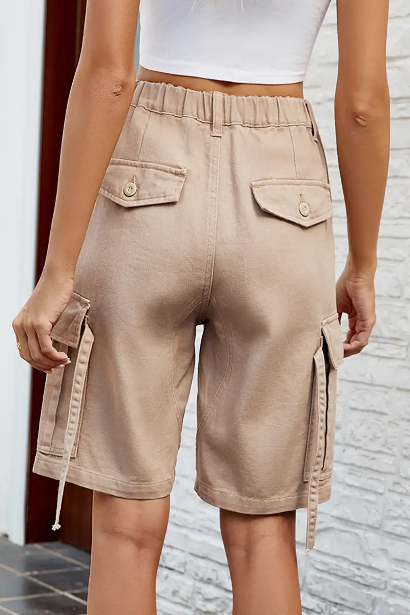 Gewassen utility denim shorts