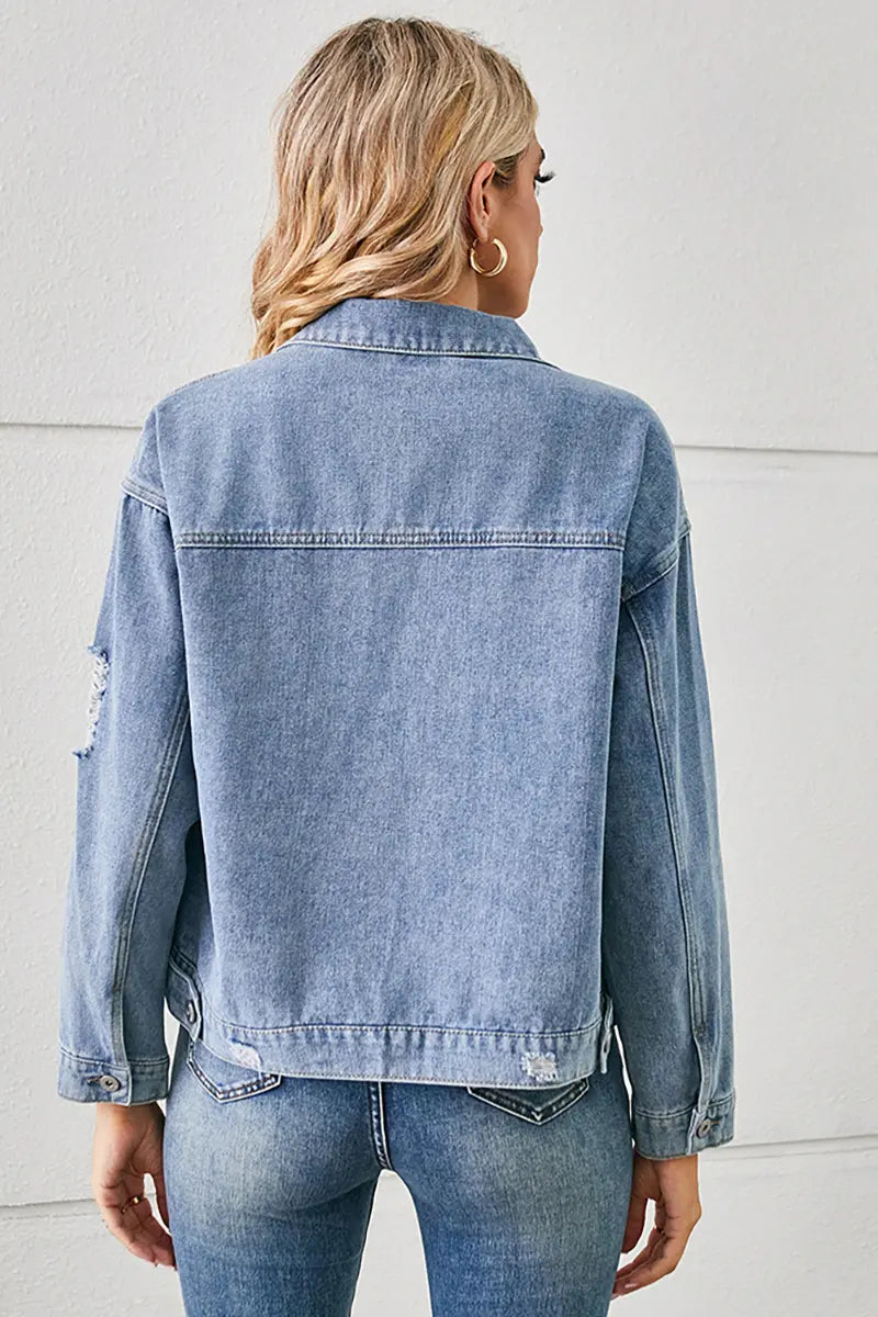 Animal Print Short Denim Jacket
