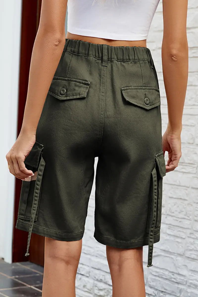 Gewassen utility denim shorts