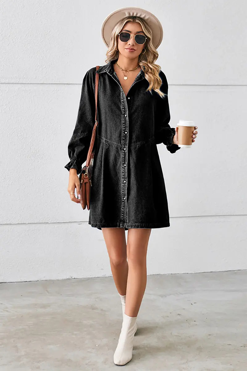 Loose Washed Patchwork Denim Dress