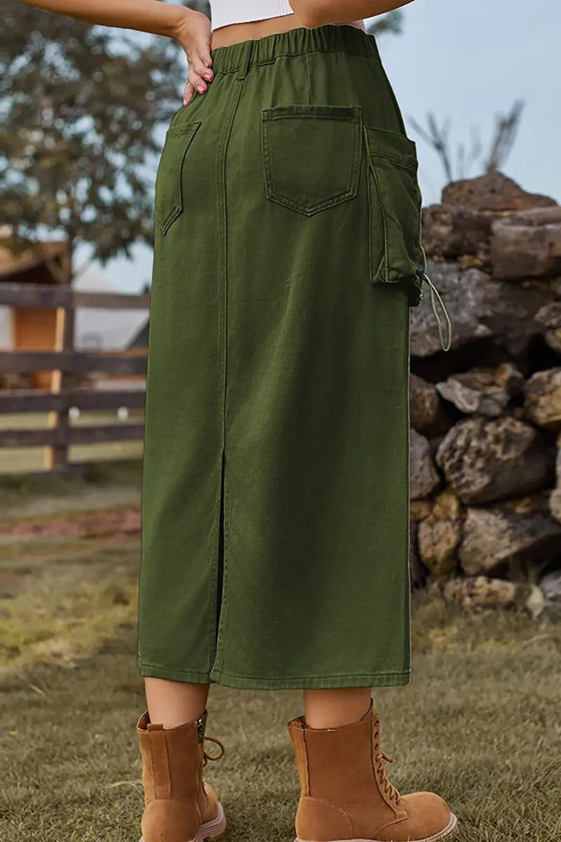 Casual Tie-Waist Denim Skirt