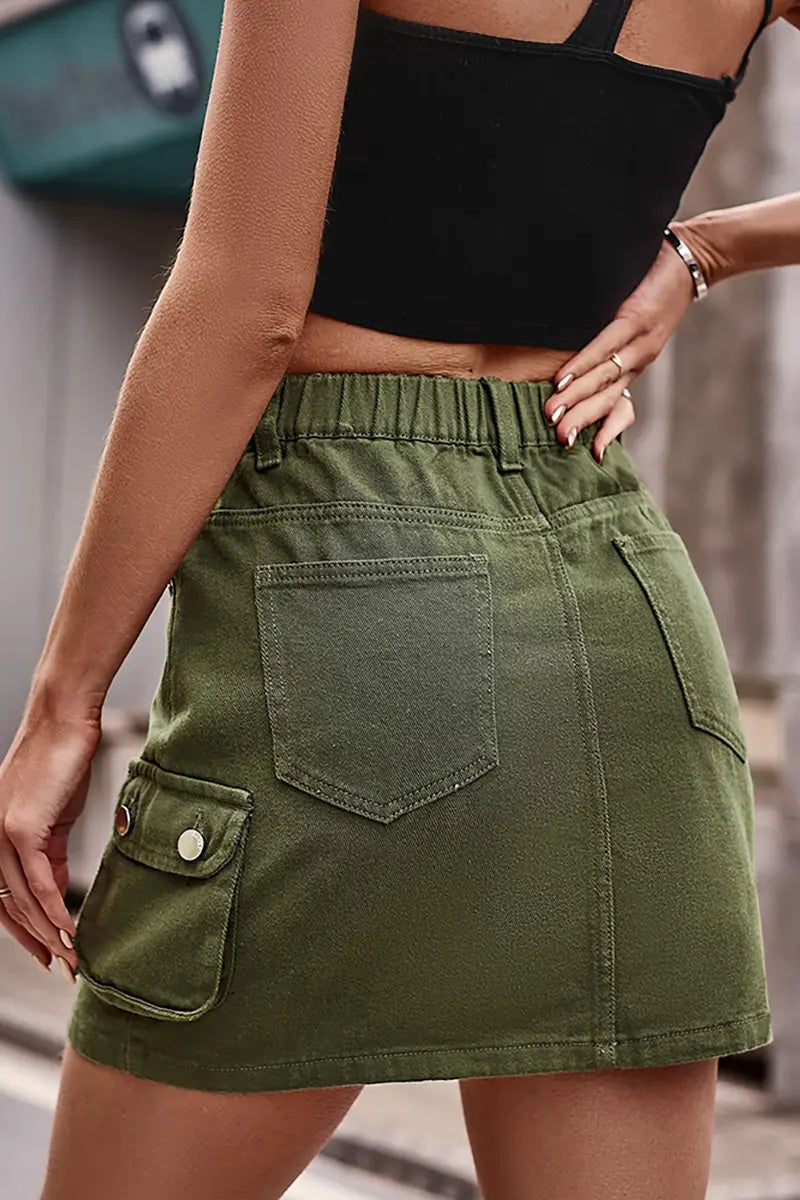 Elastic Waist Denim Skirt