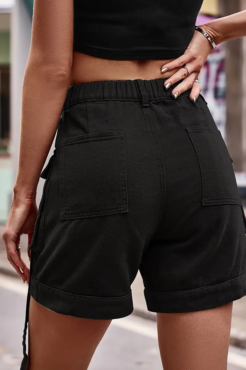 American-Style Cargo Denim Shorts