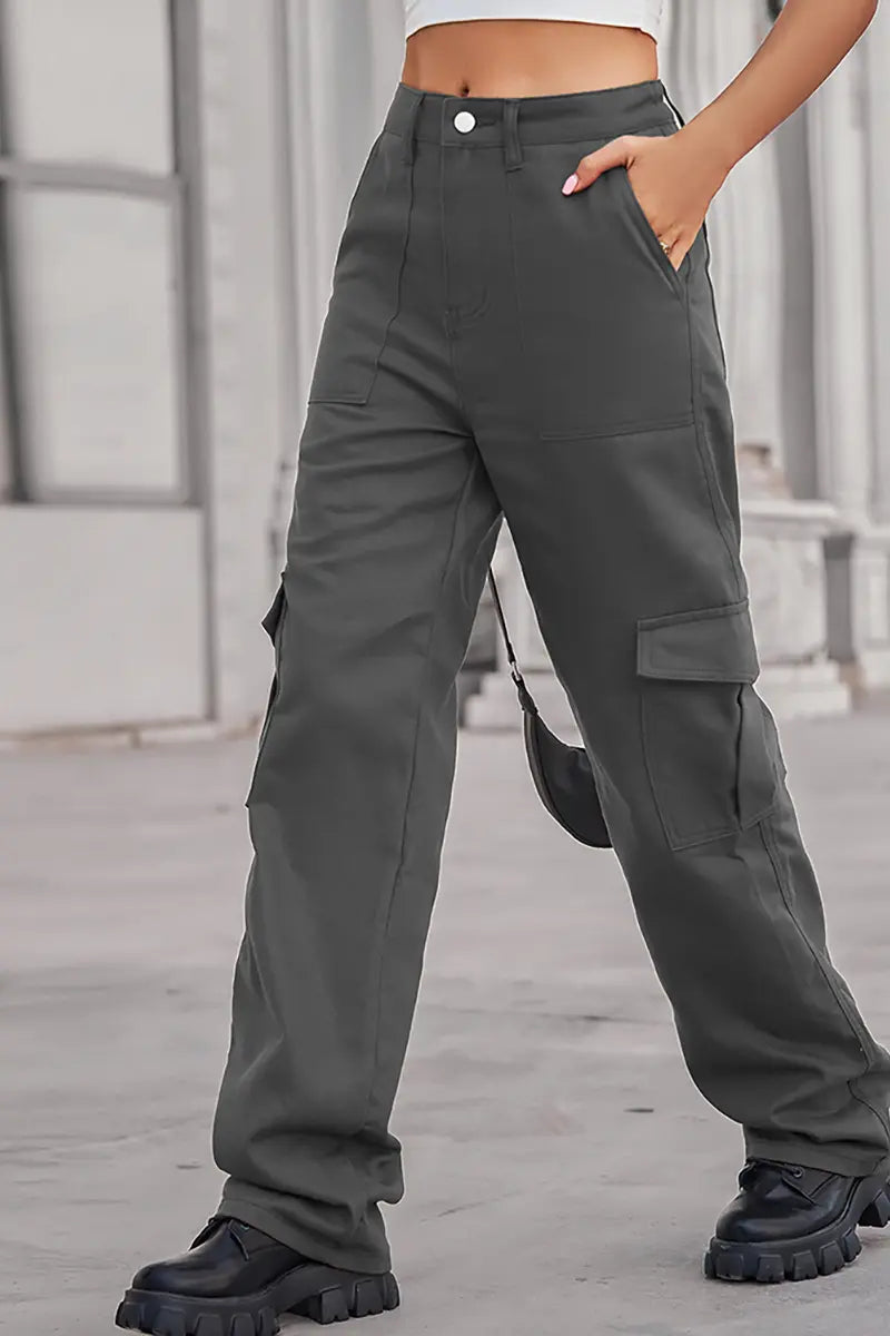 Elastic Waist Utility Denim Pants