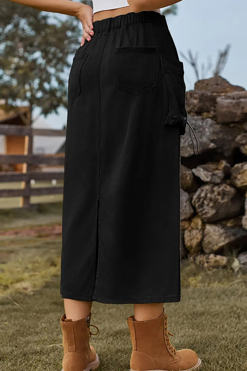 Casual Tie-Waist Denim Skirt